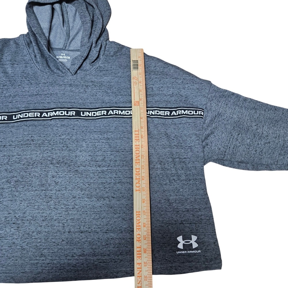 Under Armour Womens 2X Heather Grey Branded Tape Pullover Hoodie Sweatshirt